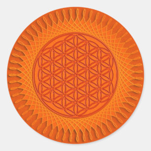 Flower Of Live - sun - seamless pattern 1 Classic Round Sticker