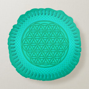 Flower Of Live - sun - seamless pattern 2 Round Cushion