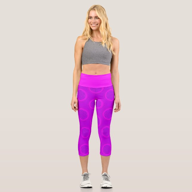 Flower Of Live - sun - seamless pattern 3 Capri Leggings (Front)