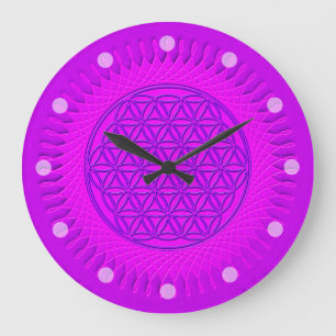 Flower Of Live - sun - seamless pattern 3 Large Clock