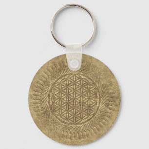 Flower Of Live - sun - seamless pattern 4 Key Ring
