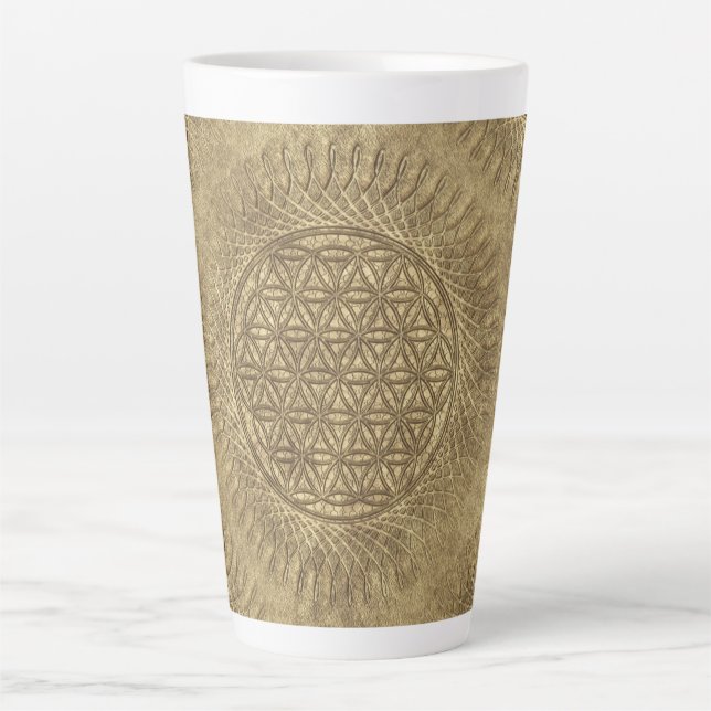 Flower Of Live - sun - seamless pattern 4 Latte Mug (Front)
