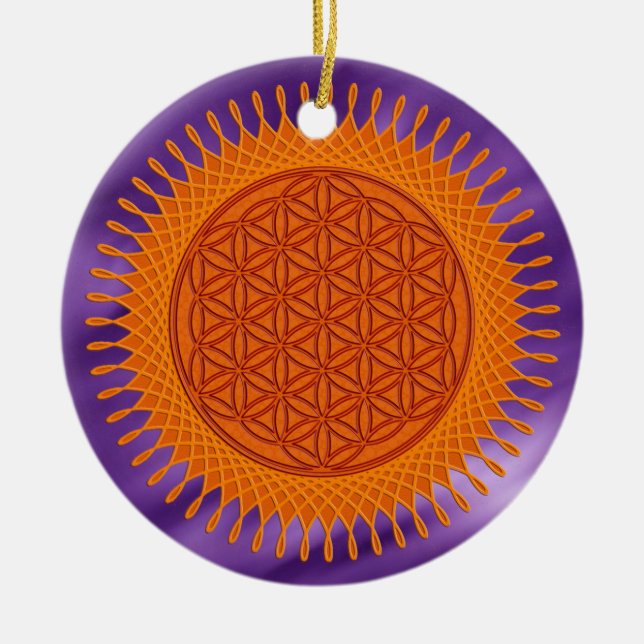 Flower Of Live / sunny design | lila waves Ceramic Ornament (Front)