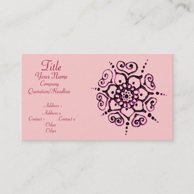 Flower Of Love (Henna) (Pink) Business Card (Front)
