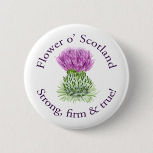 Flower of Scotland. Strong, firm and true! 6 Cm Round Badge
