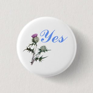 Flower of Scotland Yes Thistle Flower Pinback 3 Cm Round Badge