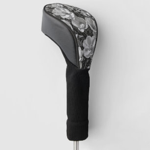 Flower oil painting grayscale golf head cover