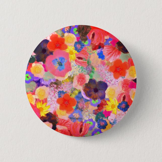 Flower oils 6 cm round badge (Front)