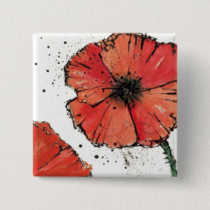 Flower on a White Background 15 Cm Square Badge