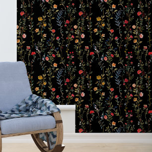 Flower on black Vines Wallpaper