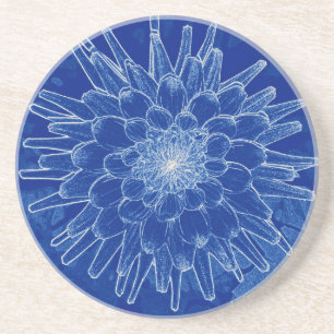 flower on blue coaster