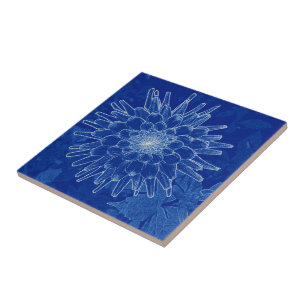 flower on blue tile