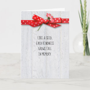 flower on red polka dot bow thank you card
