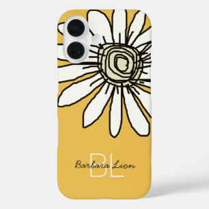 Flower on yellow personalised iPhone 16 case