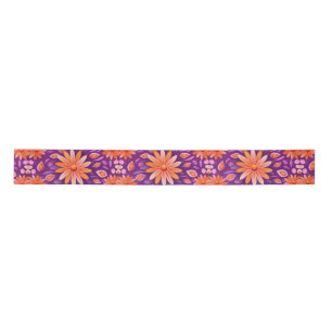 Flower Orange Purple and White 4 Satin Ribbon