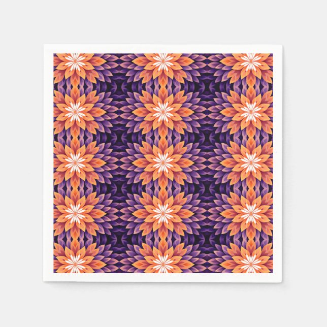 Flower Orange Purple and White Napkin (Front)