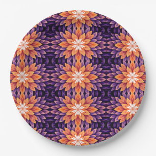Flower Orange Purple and White Paper Plate