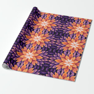 Flower Orange Purple and White Wrapping Paper