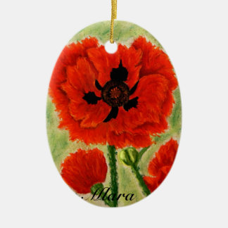 Flower ornament with red popies