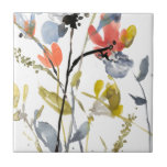 Flower Overlay - Watercolor Flowers & Stems Ceramic Tile<br><div class="desc">Flower Overlay II by Jennifer Goldberger. Features flowers and stems in a watercolor-like style.</div>