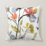 Flower Overlay - Watercolor Flowers & Stems Cushion<br><div class="desc">Flower Overlay II by Jennifer Goldberger. Features flowers and stems in a watercolor-like style.</div>