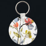 Flower Overlay - Watercolor Flowers & Stems Key Ring<br><div class="desc">Flower Overlay II by Jennifer Goldberger. Features flowers and stems in a watercolor-like style.</div>