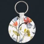 Flower Overlay - Watercolor Flowers & Stems Key Ring<br><div class="desc">Flower Overlay II by Jennifer Goldberger. Features flowers and stems in a watercolor-like style.</div>