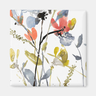 Flower Overlay - Watercolor Flowers & Stems Magnet