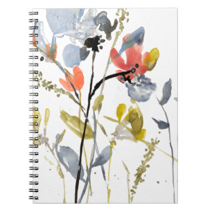 Flower Overlay - Watercolor Flowers & Stems Notebook