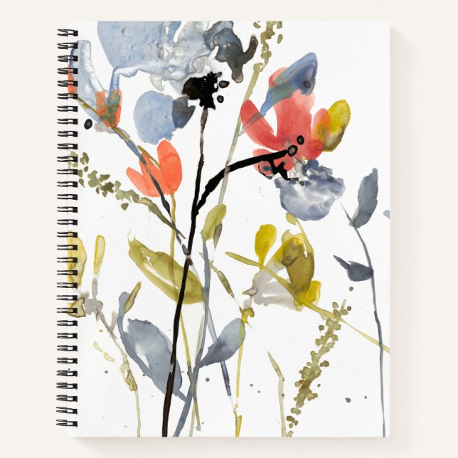 Flower Overlay - Watercolor Flowers & Stems Notebook (Front)
