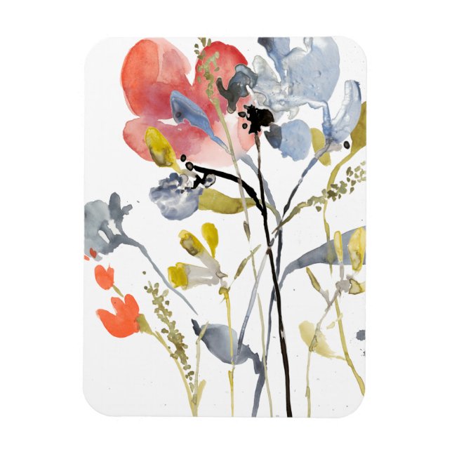 Flower Overlay - Watercolor Pastel Flowers Magnet (Vertical)