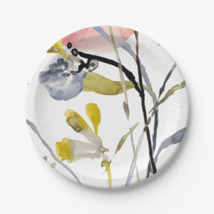 Flower Overlay - Watercolor Pastel Flowers Paper Plate