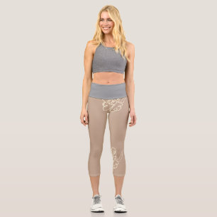 flower paint capri leggings