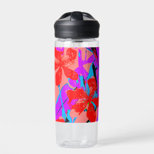 flower paint pink water bottle