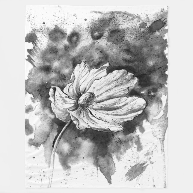 Flower painting art fleece blanket (Front)