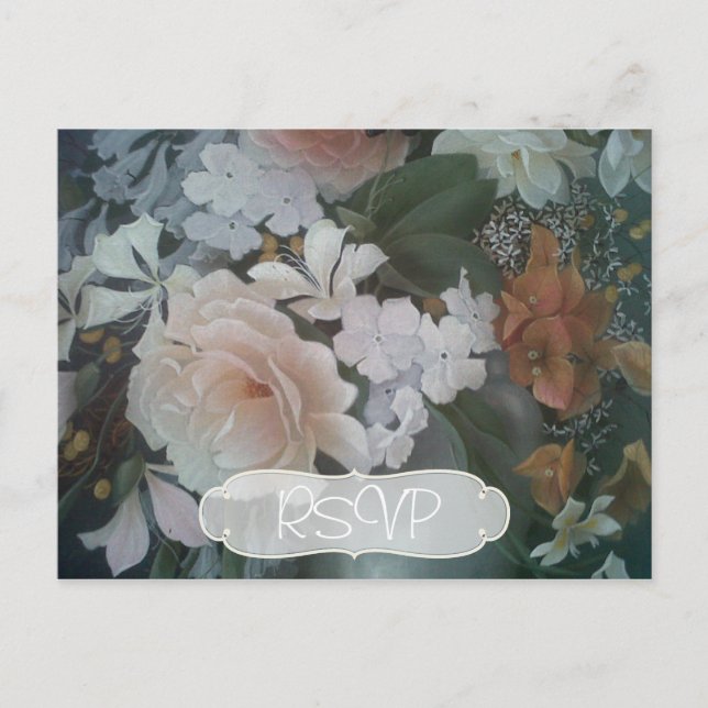 Flower Painting Wedding Invitation RSVP with Photo Postcard (Front)