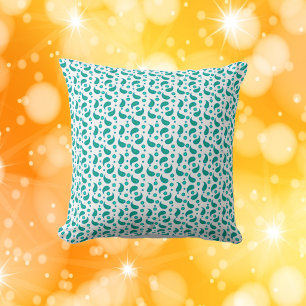 Flower Paisley Polka Dot Pattern Green Blue Cushion