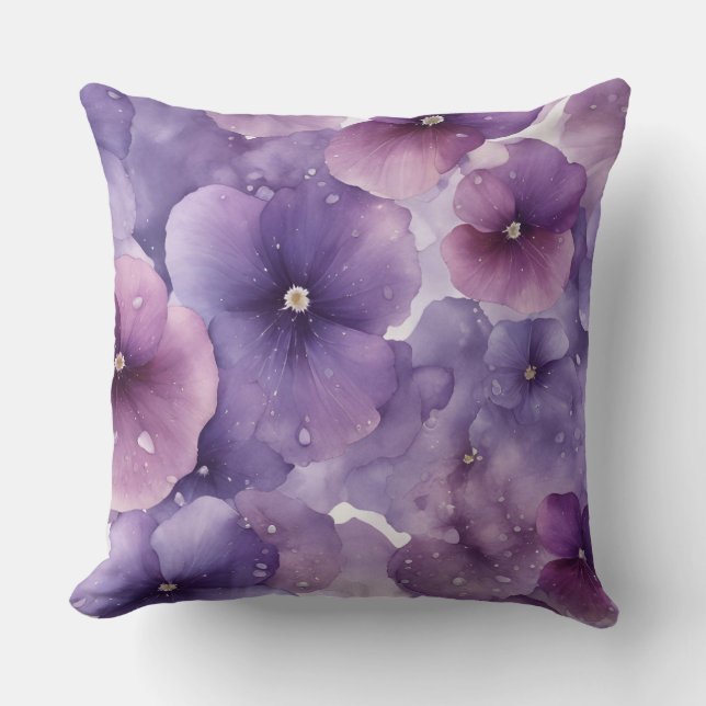 Flower Paradise of Violets Cushion (Front)