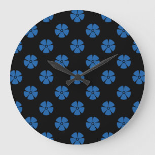 Flower Pattern 2 Dazzling Blue Large Clock