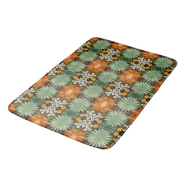 Flower Pattern 4 Matching Bubbles Cuddlebuns Bath Mat (Angled)