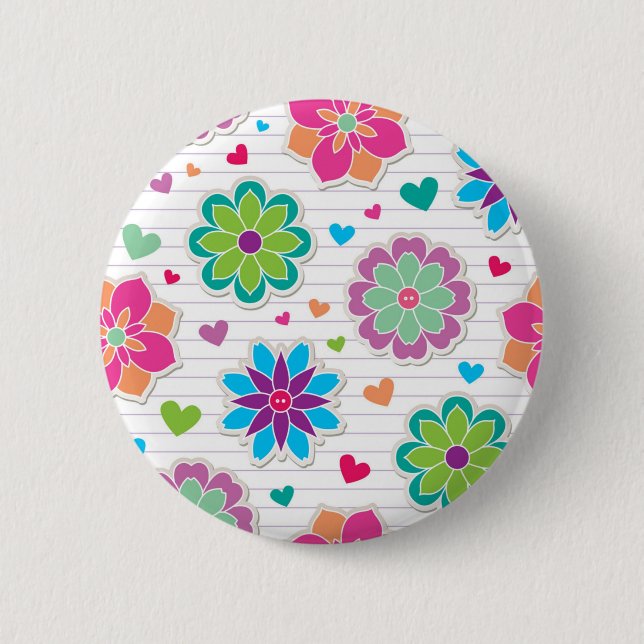 Flower pattern 6 cm round badge (Front)