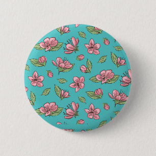 Flower pattern 6 cm round badge