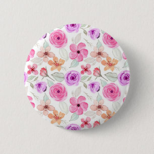 Flower pattern 6 cm round badge
