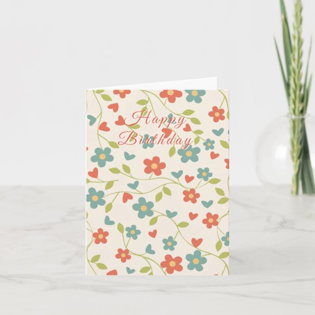 Flower Pattern Birthday Card (Front)