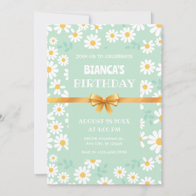 FLOWER PATTERN BIRTHDAY  INVITATION (Front)