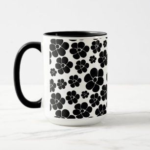 Flower Pattern - Black and White Mug