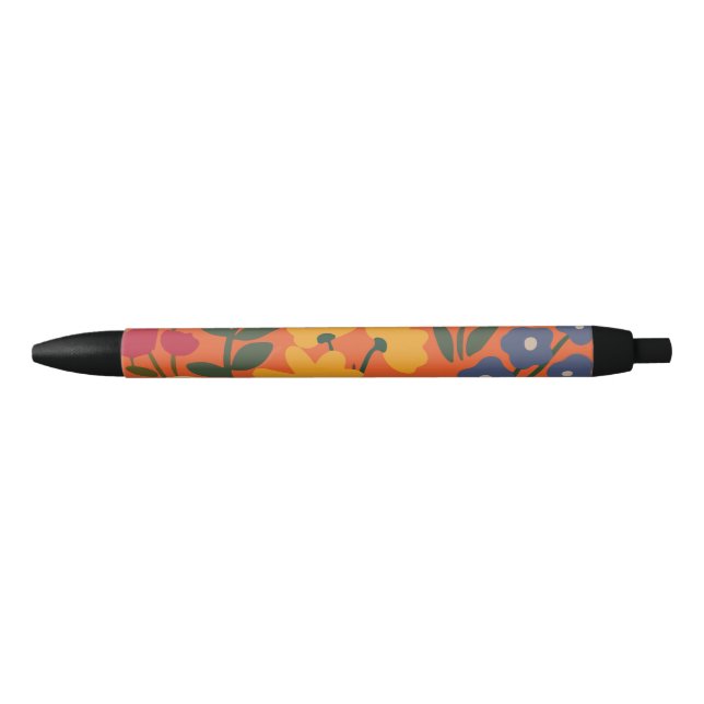 Flower pattern black ink pen (Front)