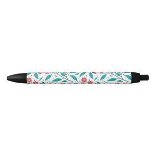 Flower pattern black ink pen