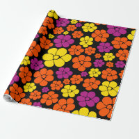 Flower Pattern - Black, Pink, Orange and Yellow