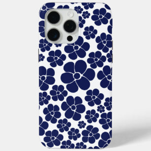 Flower Pattern - Blue and White iPhone 15 Pro Max Case